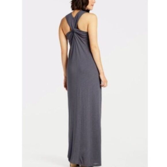 Anama Evereve Twisted Back Side Slits Maxi Black Dress Size‎ L NEW Beachy - Picture 5 of 10